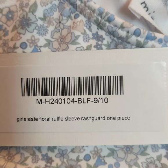 NWT Minnow Slate Floral Ruffle Sleeve Rashgaurd One Piece Size 9/10 - Picture 8 of 8